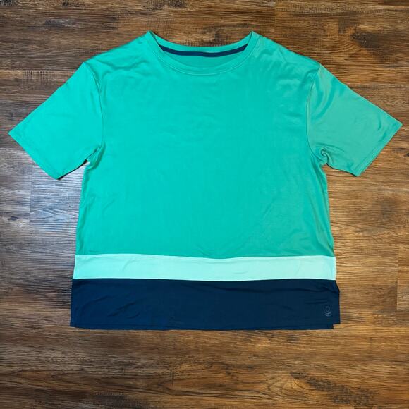 Cuddl Duds Women's Size L Knit Top Green Blue Short Sleeve Super Soft - Picture 1 of 8